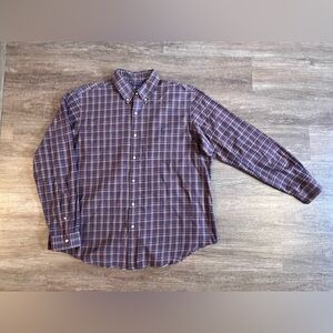 Ralph Lauren Shirt Men XL Blue Red Plaid Dress Button Up Oxford Cotton Cloth F15